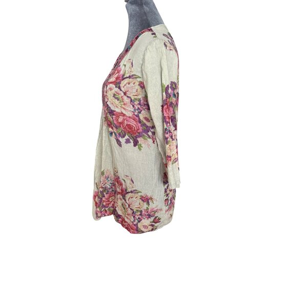 Vintage Goa Womens Medium Floral Cotton Top With Embroidered Neck - Picture 3 of 6